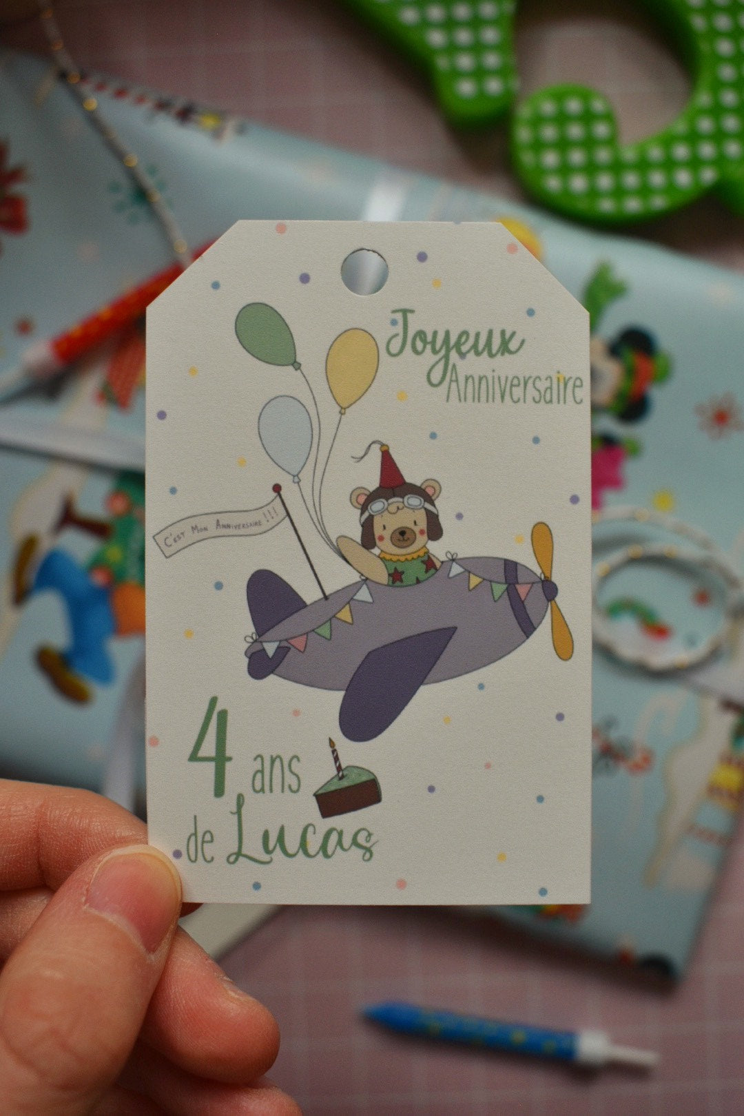 Lot de 6 étiquettes d'anniversaire "Haut en Couleurs" - Personnalisable