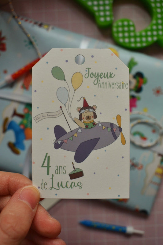 Lot de 6 étiquettes d'anniversaire "Haut en Couleurs" - Personnalisable